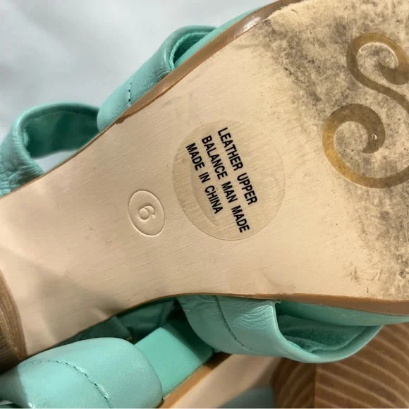 Seychelles Mother of Pearl Mint Leather Heels Sandals Size 6 Colorful Zipper - Picture 7 of 7